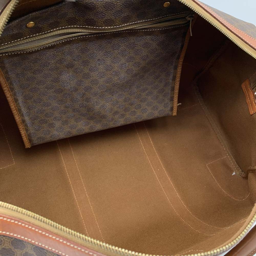 CELINE Vintage Brown Macadam Canvas Duffel Duffle Weekend Bag - Picture 6 of 8